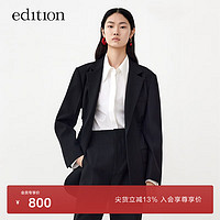 edition 西装外套女设计感小众镂空收腰西服黑色西装 黑色 XS/155