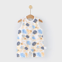 婧麒（JOYNCLEON）婴儿无袖连体衣夏季薄款宝宝衣服男女童透气内衣儿童哈衣爬服 缤纷夏叶 100cm