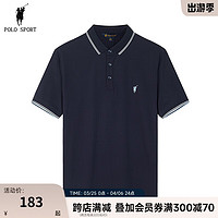 POLO SPORT 男士短袖POLO衫夏季新款商务休闲百搭纯色棉质透气吸汗保罗衫 藏青色 L