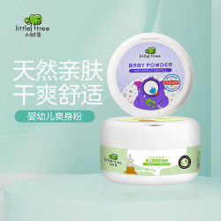 little tree 小树苗 婴幼儿爽身粉爽肤宝宝玉米热痱子粉新生专用盒装带粉扑120g