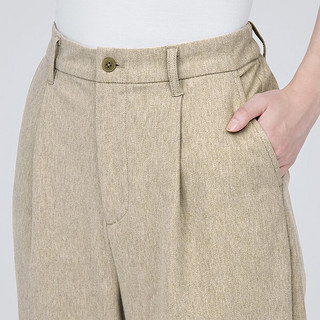 无印良品（MUJI）女式 弹力起毛 抽褶裤 休闲西裤长裤子秋季款 BE1P0C3A 浅米色 S(155/62A)