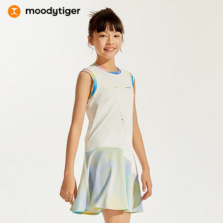 moodytiger【网球系列】女童连衣裙夏季撞色拼接运动背心裙子 朗格伦绿预计4月2日发货 150cm 朗格伦绿|预计4月2日发货