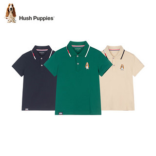 暇步士（Hush Puppies）童装儿童2024夏季活力短袖POLO衫经典翻领舒适休闲百搭 本白 105cm