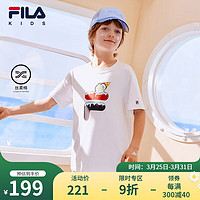 FILA【丝柔棉】斐乐童装短袖2024夏小童男女童纯棉冰淇淋T恤 29标准白-WT 110cm