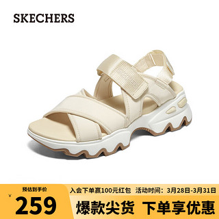 SKECHERS 斯凯奇 熊猫凉鞋2023夏女魔术贴凉鞋119710 乳白色/OFWT 37