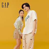 Gap 盖璞 男女装2024春夏新款LOGO设计感字母经典圆领纯棉短袖T恤885842