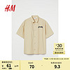 H&M男装衬衫夏季米色宽松纯棉廓形复仇者联盟短袖0986682 浅米色/复仇者联盟 170/92A