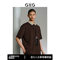 GXG男装 多色字母设计短袖T恤 24年夏季G24X442025 棕色 185/XXL