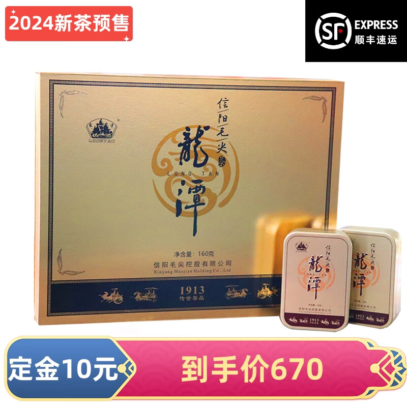 龍潭（LONG TAN）2024年新茶龙潭信阳毛尖明前茶珍品1913系列160g礼盒装绿茶