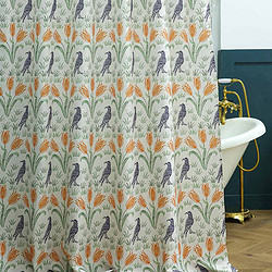 Gafuhome V&A博物馆IP联名防水防霉浴室浴帘窗帘 遮光 ：帘宽1.2m*高1.8m 橘色郁金香与紫鸟