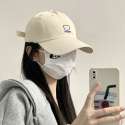 NING YUE JING SHEG 柠月静苼 棒球帽子女夏季显脸小深顶大头围韩版百搭防晒遮阳宽檐刺绣鸭舌帽 米