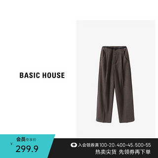 百家好（Basic House）高腰直筒休闲裤春季时尚休闲百搭阔腿长裤B0623H5U222 米色 M115-125斤