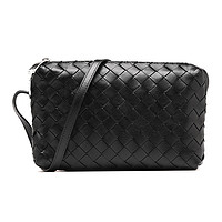 BOTTEGA VENETA 女士编织羊皮革简约休闲拉链小号单肩斜挎背提包