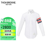 THOM BROWNE. 汤姆 布朗送礼物男士白色棉质红蓝织带衬衫 MWL319A 06177 100 1