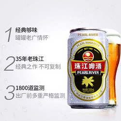 PEARL RIVER 珠江啤酒 12度经典老珠江330ml整箱批发清仓特价易拉罐听装黄啤酒