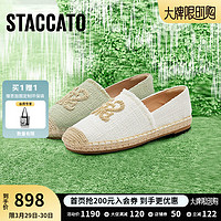 STACCATO 思加图 2024春季大麦鞋渔夫鞋平底鞋懒人鞋一脚蹬女单鞋9UA15AA4 青草绿 33