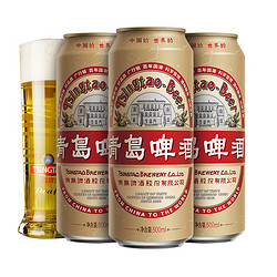 TSINGTAO 青岛啤酒 国潮罐9.6度 500mL 18罐+玻璃杯x2