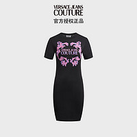 范思哲Versace Jeans Couture24春夏女士印花短袖圆领连衣裙 黑色 M