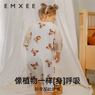 嫚熙（EMXEE）婴儿分腿睡袋儿童宝宝春夏季 一体式睡衣 小熊 73码【身高66-73cm】