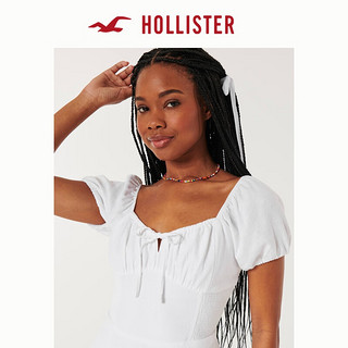 HOLLISTER24春夏辣妹收腰泡泡袖短款A字连衣裙 女 357893-1 白色 M (165/92A)