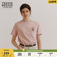 Teenie Weenie小熊2024夏装松弛感宽松短袖T恤衫休闲通勤女装 粉色 165/M