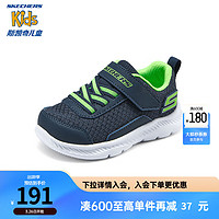 SKECHERS 斯凯奇 小童鞋宝宝学步鞋春秋款舒适柔软幼童鞋防踢休闲鞋302742N 海军蓝色/柠檬色/NVLM 24码