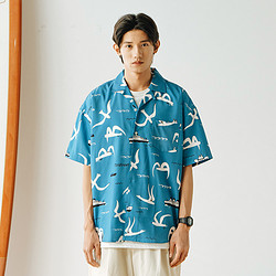 【省34.98元】夏季衬衣_714street 短袖衬衫男夏季潮牌夏威夷沙滩风上