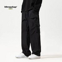 MMOPTOP 美式潮流工装裤子男士春夏季宽松阔腿运动直筒休闲裤K2021黑色XL