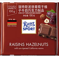 Ritter SPORT RitterSport瑞特斯波德 榛子葡萄干牛奶巧克力100g