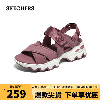 SKECHERS 斯凯奇 熊猫凉鞋2023夏女魔术贴凉鞋119710 玫瑰红色/ROS 39