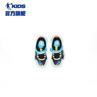 乔丹（QIAODAN）童鞋2024夏款男小童魔术贴耐磨减震篮球鞋-28 黑色/鲲鹏蓝