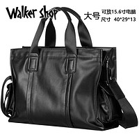 Walker Shop 奥卡索 商务公文包男斜挎包男士手提包大容量出差电脑包 黑色大号