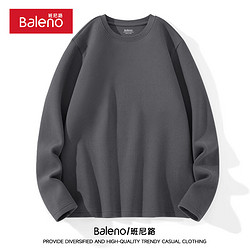 Baleno 班尼路 长袖圆领t恤男加绒保暖冬季纯色男士打底衫
