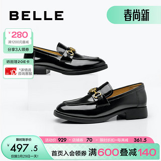 BeLLE 百丽 气质通勤乐福鞋女24春季真皮潮流单鞋A5Y1DAA4 黑色 37