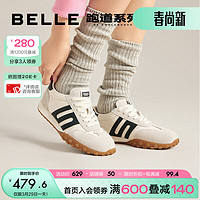 BeLLE 百丽 彩虹豆德训鞋女2024春季新商场同款休闲运动鞋B1U1DAM4 米白 38