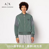 阿玛尼ARMANI EXCHANGE24春季AX男装棒球领罗纹收边褶皱夹克