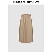 URBAN REVIVO 女装都市休闲工装风口袋超宽松半裙 UWU540037 卡其 L