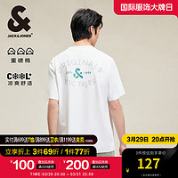 杰克·琼斯（JACK&JONES）字母动物印花短袖T恤休闲凉感宽松时尚潮流男224201105 A06本白色 常规 A06本白色 175/96A/M