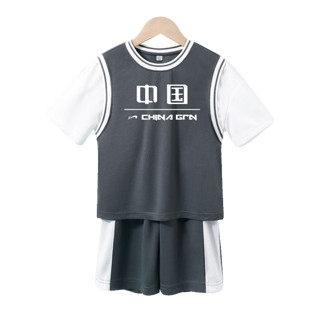 贵人鸟男女童套装夏季儿童潮流运动篮球套装两件套男孩时尚运动装 灰色 160cm