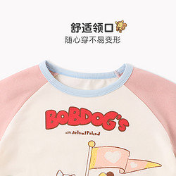 BoBDoG 巴布豆 儿童长袖t恤女春秋款纯棉外穿宝宝打底 衫女童上衣男孩衣服