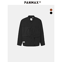 潘·麦克斯（PANMAX）panmax潮牌大码男装休闲宽松美式复古潮流长袖衬衫男PY-CL0003 黑色 3XL