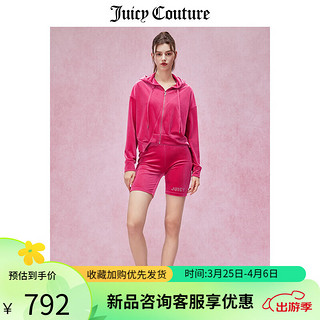 Juicy Couture 橘滋 短裤女2024春季美式百搭修身天鹅绒骑行裤 玫红 L