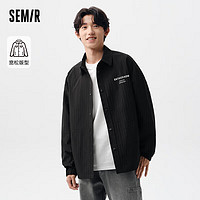 Semir 森马 夹克男2024春季字母印花翻领衬衫外套肌理格纹感上衣109124108115