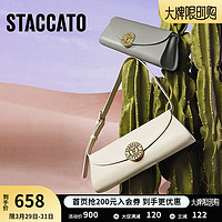 STACCATO 思加图 新款杏仁法棍包腋下包时尚手提包气质单肩包女X2913AX3 米白 F