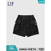 Gap女装2024夏季大口袋A字裙裤短裙872459 黑色 175/74A(XL) 亚洲尺码