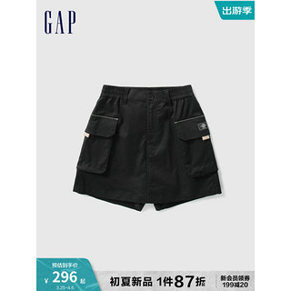 Gap女装2024夏季大口袋A字裙裤短裙872459 黑色 175/74A(XL) 亚洲尺码