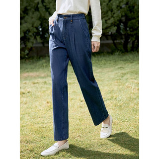 茵曼复古时尚高腰牛仔裤女高腰遮胯显瘦气质休闲长裤