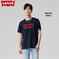 Levi's 李维斯 2024新版情侣短袖T恤简约字母logo印花 藏蓝色0002 M