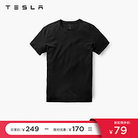 特斯拉（Tesla） T恤休闲logo小立体字母标识男款 黑色 S码