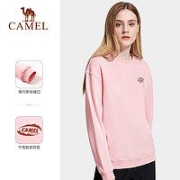 CAMEL 骆驼 户外（CAMEL）卫衣运动宽松情侣卫衣圆领长袖T恤女 A1W1VaV102 橡皮粉 XL